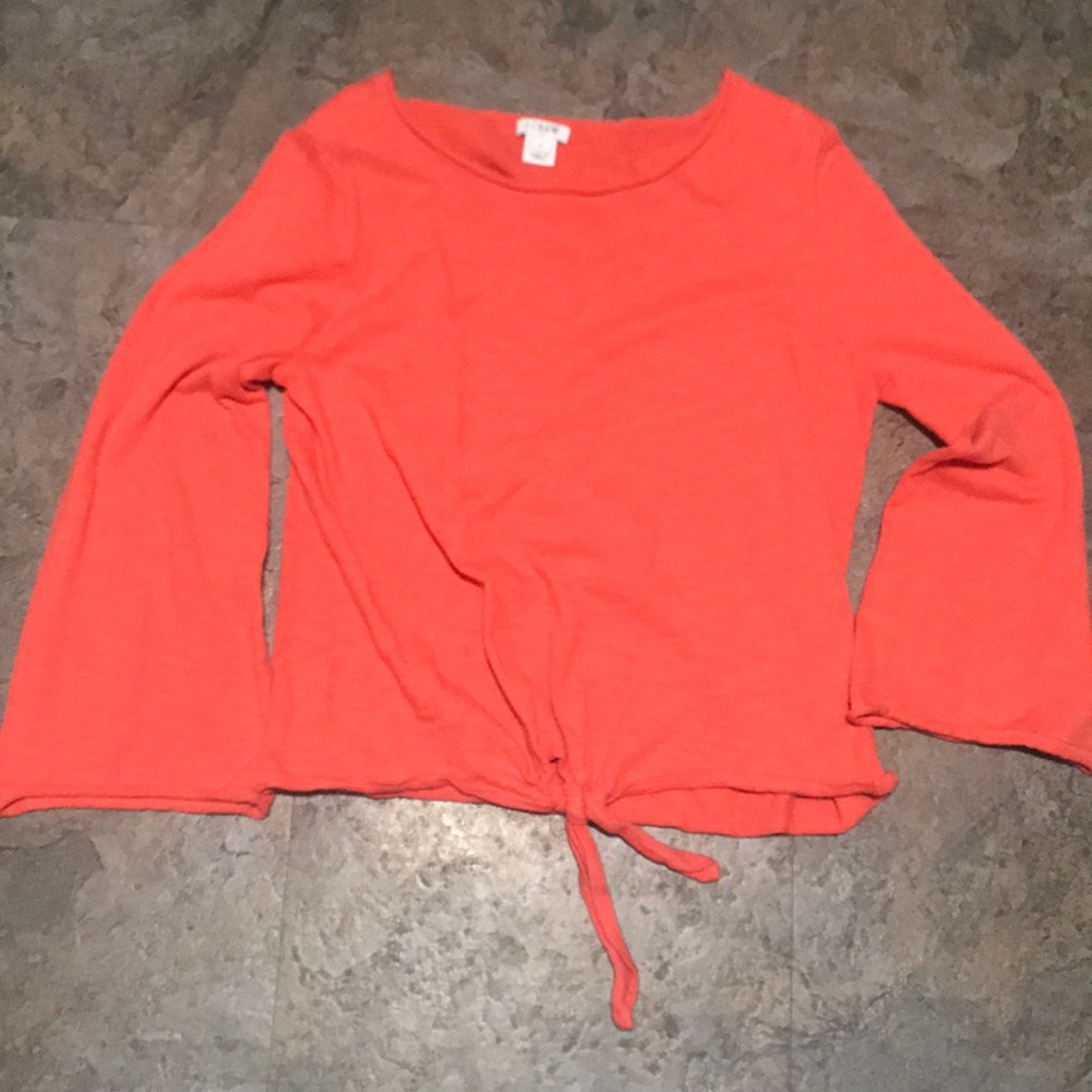 Tie front bell sleeve sweater